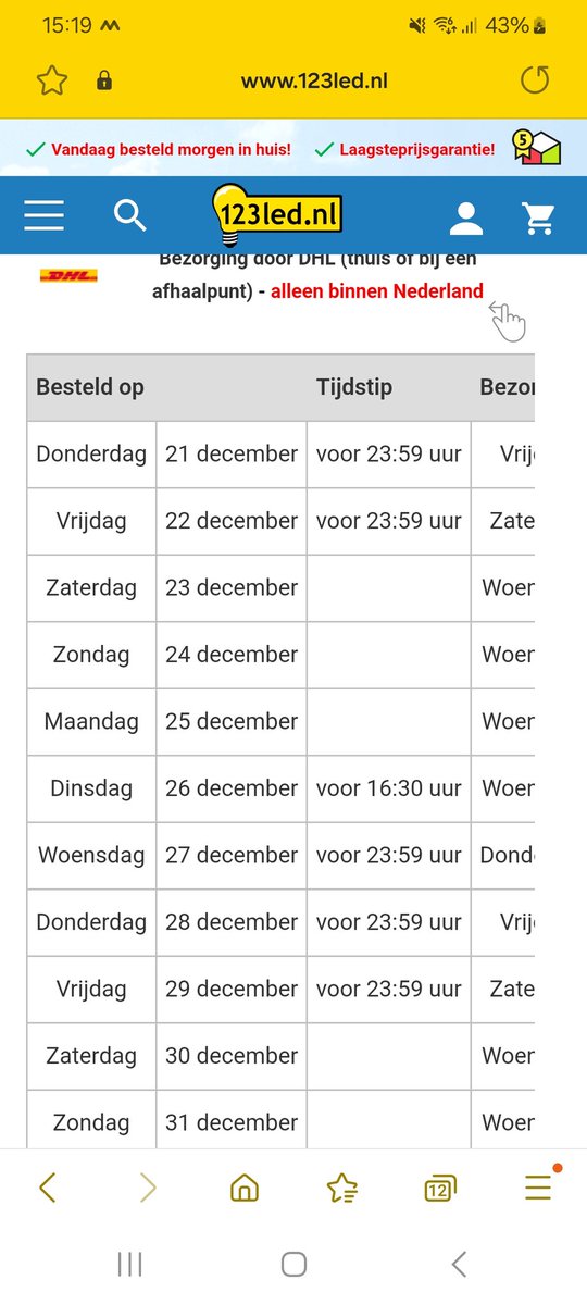 Mislukt <a href="/123lednl/">123led.nl 💡</a> .. 23u36 besteld :(
(Was helaas niet eerder thuis)