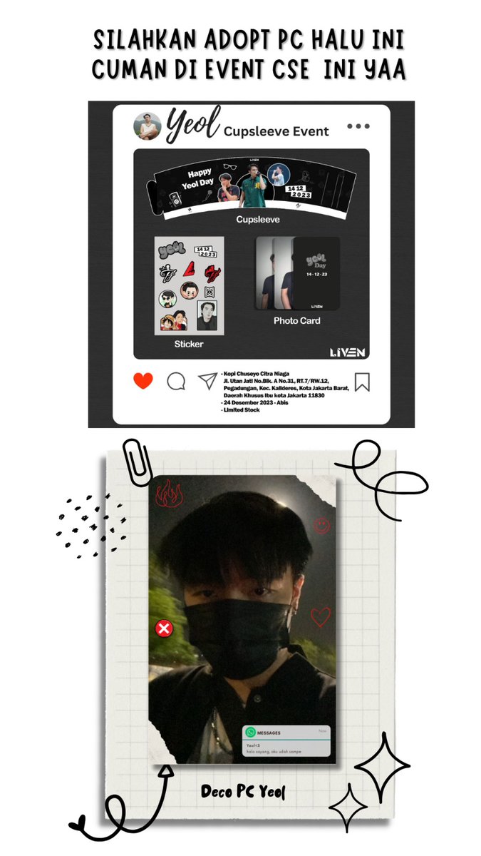 hameowz's tweet photo. Hai Liven ! 
Aku ada freebies buat kalian yang datang event cse ultah nya bias aku wkwk

pc nya @yayiyu_yeol only limited qty yaa guys sapa aja aku, no need to follow ikutin aja acara bsk buat dapet ini🙏🏻❤

ini dari aku pribadi yaaa bukan official 

Printed by @GoodsOhmy https://t.co/061m47eB3S
