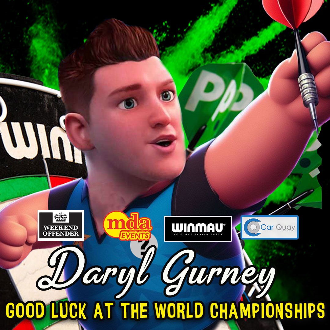 MDAevents's tweet photo. DARYL GURNEY 🆚 Steve Beaton

🏆PDC World Championship, Round Two
📍Alexandra Palace, London
📺Sky Sports Darts
⏲️3:15pm Approx (UK time)

Good luck Daryl, from all at MDA! https://t.co/z736h8ThCB