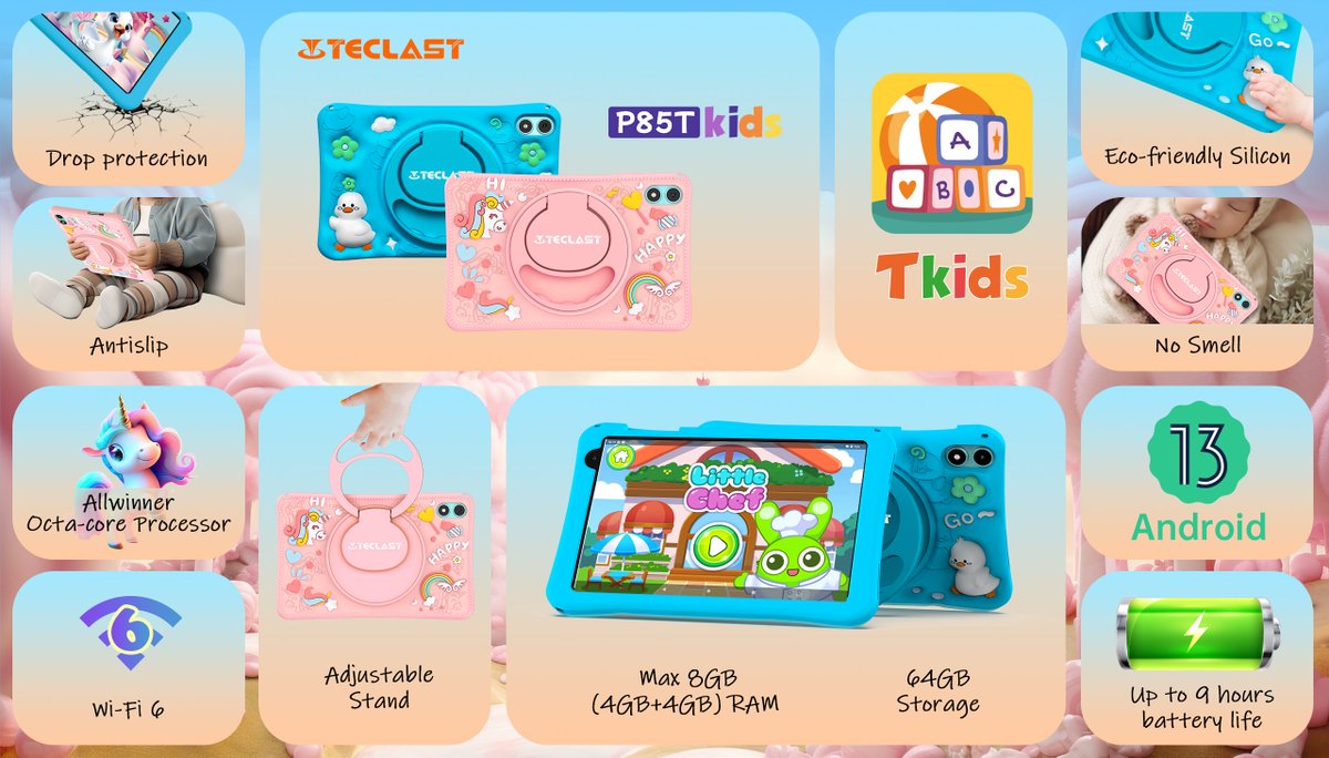 TeclastOfficial's tweet photo. Say hello to the future of kids' learning! π The Teclast P85TKIDS is here, with a 4D DRAWING case & TKIDS app. Unleash creativity & learning! πβ¨
Learn More:https://t.co/soMSJ8jgHz
#TeclastP85TKIDS #TeclastTech #ChristmasTechGifts #FamilyFriendlyTech #KidsTablet #P85TKIDS https://t.co/Zgl65Lz2hd
