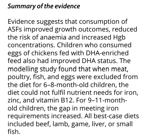 WHO: children do not need starchy cereal staples, they need nutrient-dense wholesome foods like meat, fish, eggs, nuts, pulses, seeds, ...
