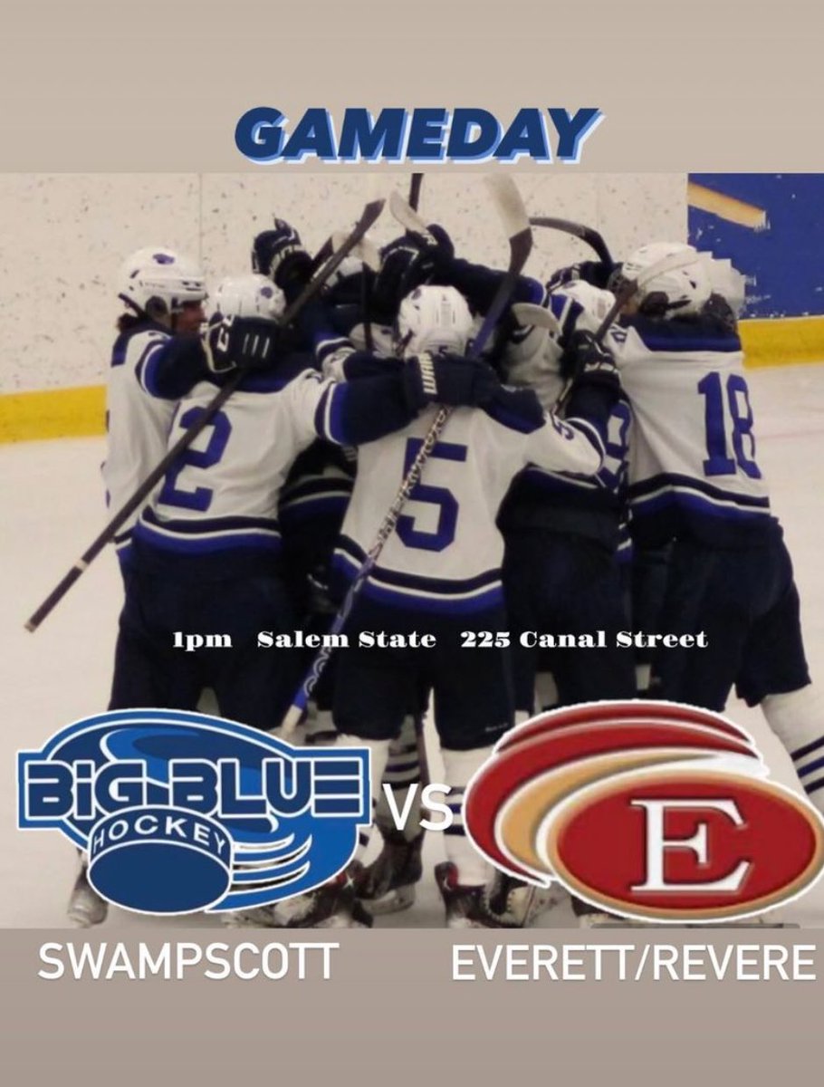 bigbluehockey_'s tweet photo. 🚨GAME DAY 🚨Big Blue host Everett/Revere in a non league game, puck drop 1:00 pm at Salem State #1Team1Goal2Pts @SportsBigBlue @PhilStacey_SN @Joey_Barrettt @MassHSHockey @MassNZ @MHLbbiglive @HNIBonline https://t.co/H2ypSzTSCK