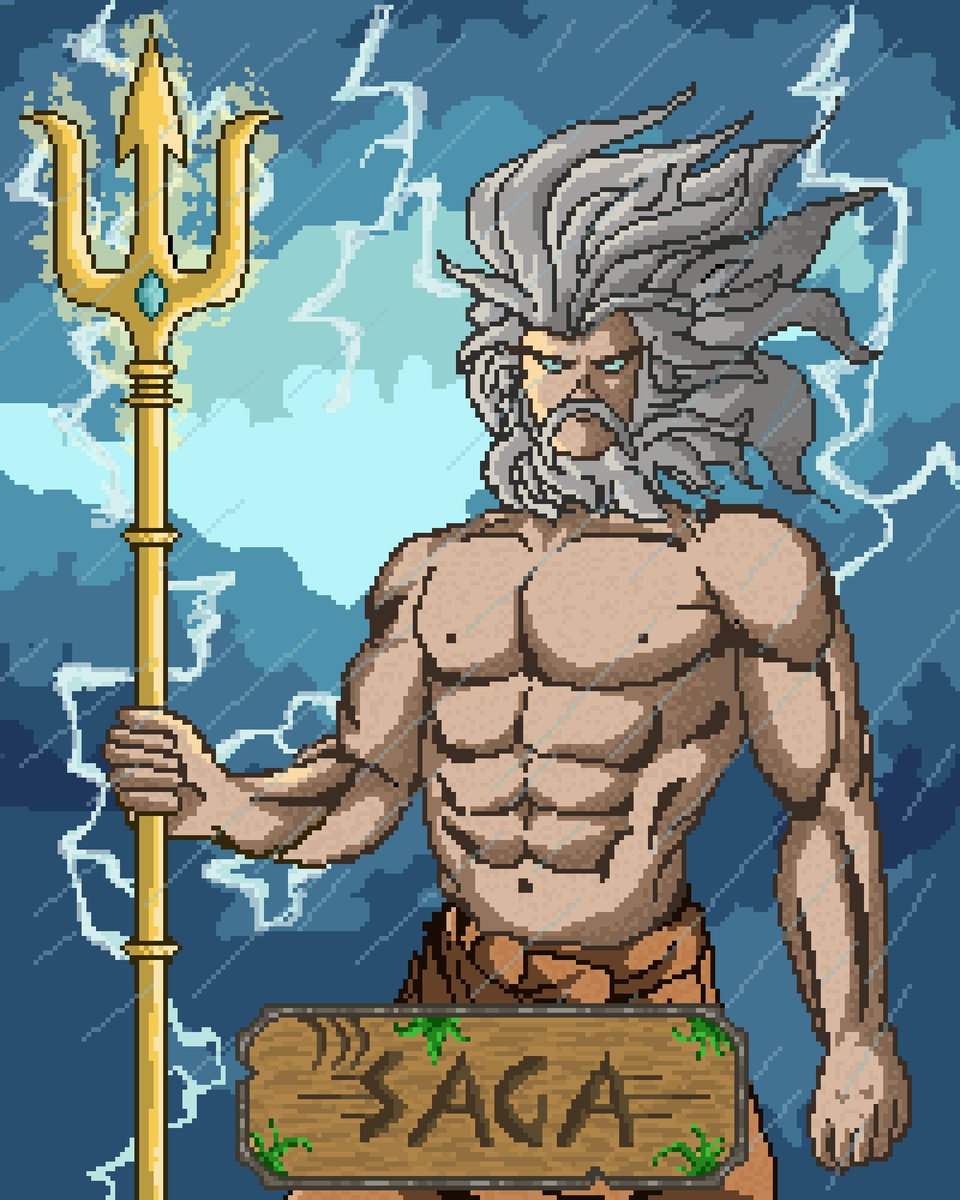 elixorp's tweet photo. My submission to  #SAGART contest :D
One of the mighty gods, Poseidon
In pixel art style

@SagaTheRagnarok https://t.co/LvduSmWOAr