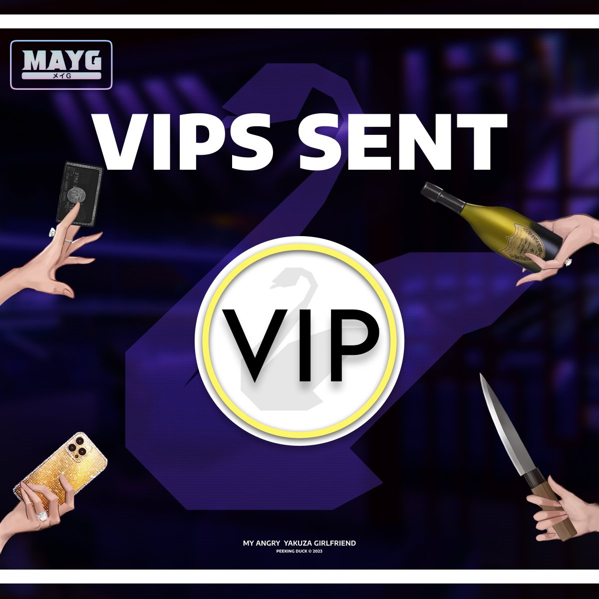 MAYG_Game's tweet photo. Wishing you joyous holidays!🍾

Delighted to announce the dispatch of the VIP NFTs for Round 1. Anticipate the unveiling of Round 2 soon! 
 
Cheers to the deserving ones! 🥂

Explore more about the esteemed VIP program below 👇 https://t.co/QC7OTpxruR