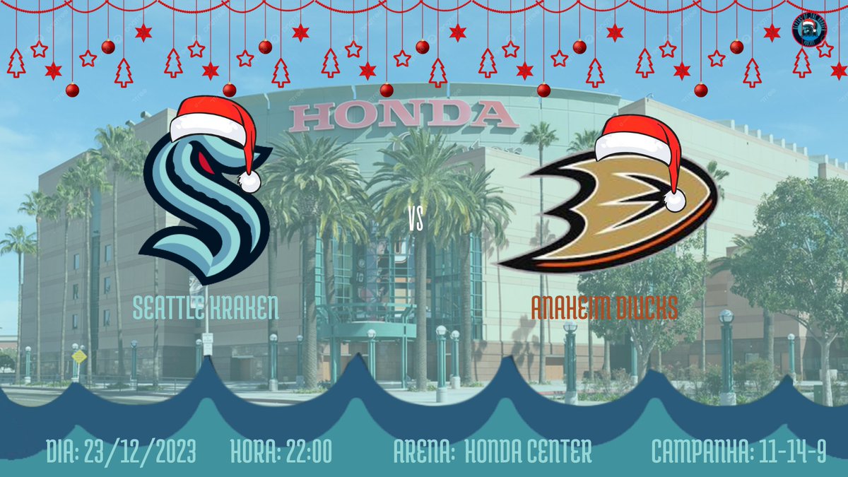 Deptofthekraken's tweet photo. SEASON GAMEDAY 35/82: 

🏟 Honda Center
📍Anaheim, Califórnia
📅 23/12/2023
⏰ 22:00
📺 @StarPlusBR | Link
🏒 @AnaheimDucks ( 12-20-0 ) vs @SeattleKraken ( 11-14-9 )

#SeaKraken  | #BrasilTemNHL https://t.co/NDEOhYNcpU