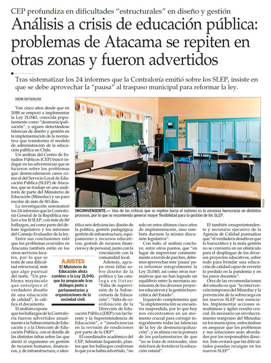 #DocumentosCEP | El nuevo #PDR "El futuro del traspaso a los Servicios Locales de Educación Pública", de @izquierdo_seba y <a href="/trinipacareu/">Trinidad Pacareu</a>, hoy en <a href="/ElMercurio_cl/">elmercurio_cl</a> 📰

➡️ Lee el documento acá: cepchile.cl/investigacion/…
