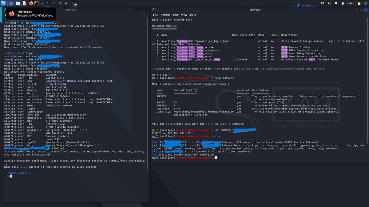 Enumerating for available smtp user on my metasploitable2 VM #100daysofcybersecurity @jay_hunts