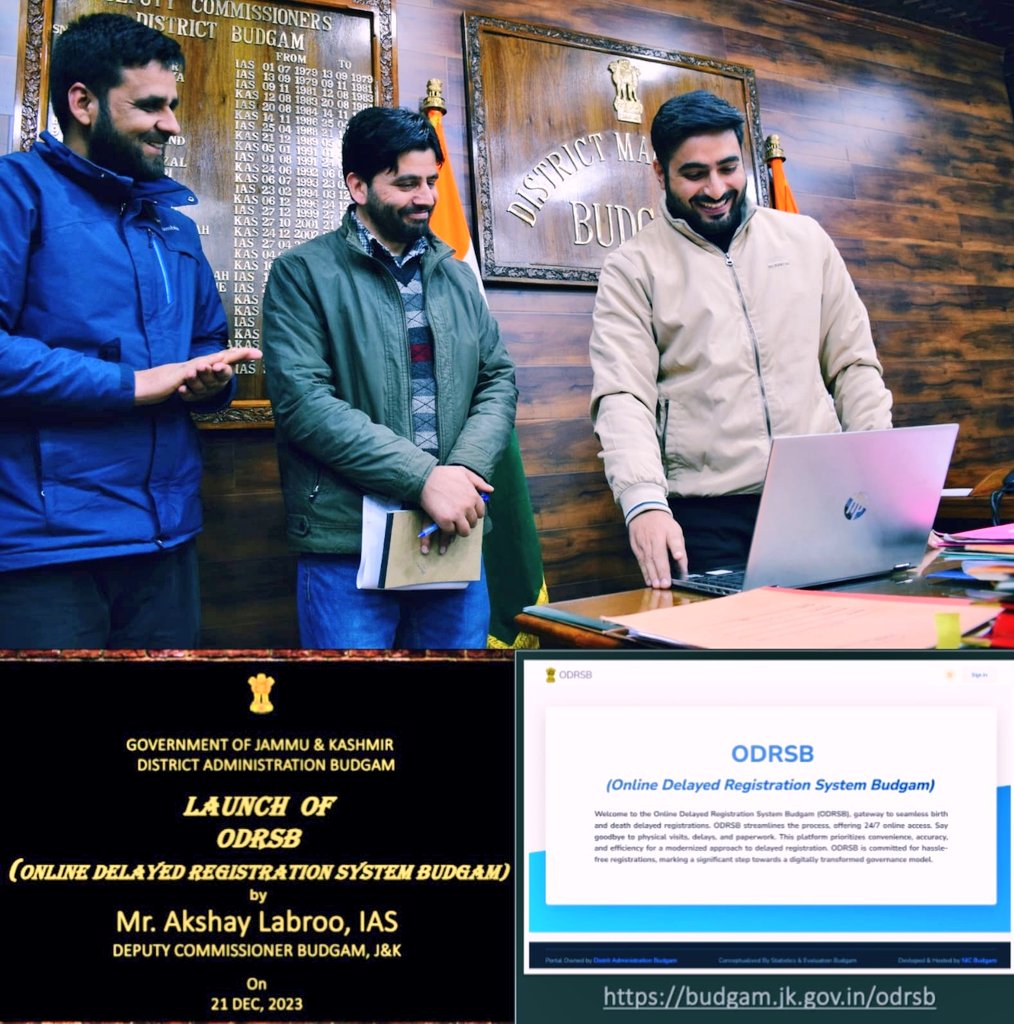 DC_Budgam's tweet photo. Deputy Commissioner Budgam @akshaylabroo launches Online Delayed Registration System of Births &amp; Deaths in the District 

Appreciates concerned officers for their timely work on it
@diprjk @dicbudgam @ddnewsSrinagar https://t.co/ZsDWwudr7E