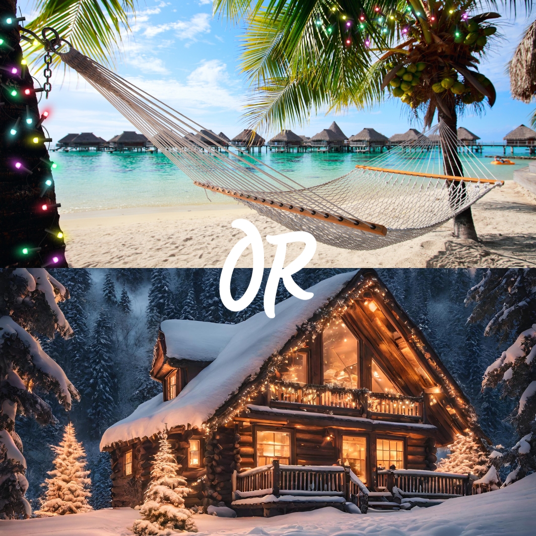 CGHInjuryLawyer's tweet image. Where do you prefer to spend the holidays? 

If you could take your loved ones to a destination holiday celebration, which location would you choose? 
The beach getaway or the cozy, snowy cabin? 

#snowycabin #beachholiday