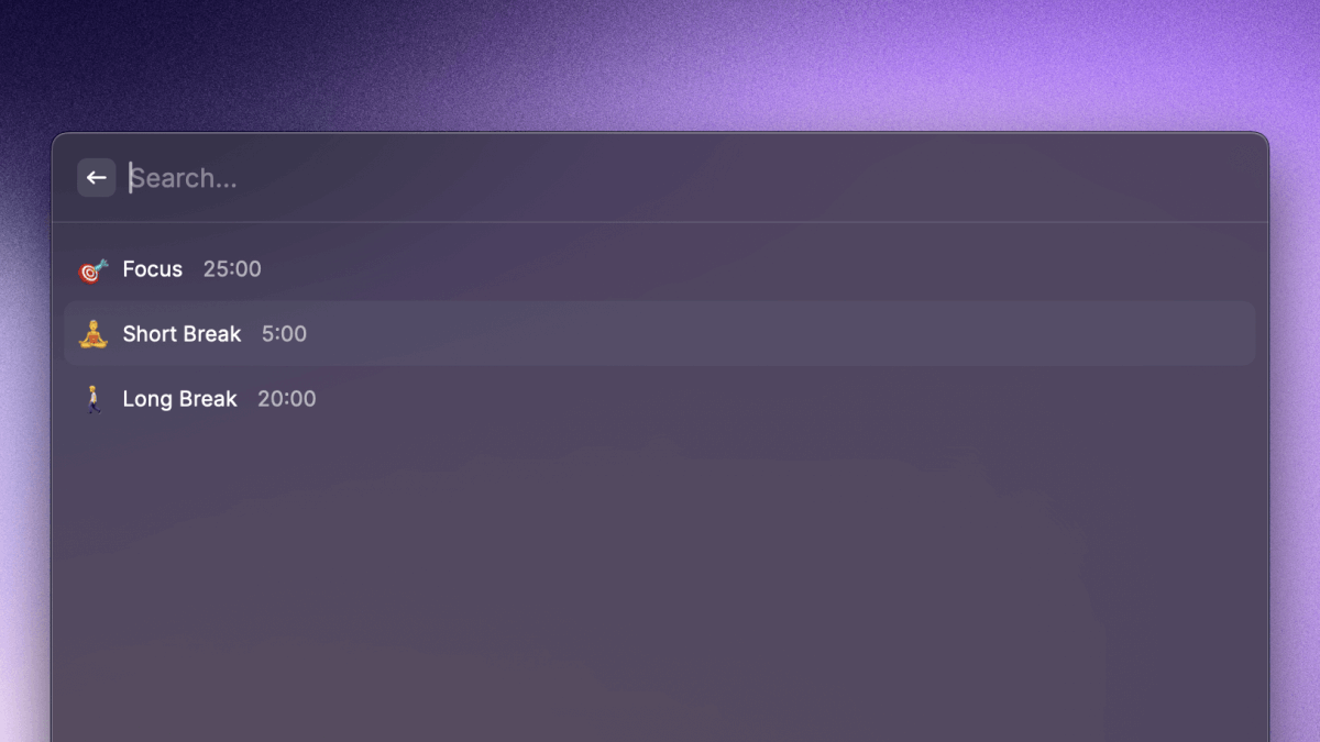 raycast's tweet photo. #23 Pomodoro 🍅

You can start, pause, stop, and continue your Pomodoro intervals using the extension. There's even an option to display it in your menu bar!

Get the extension 👉 https://t.co/JMzTNJ0c7Z https://t.co/HeSnMhOr6d