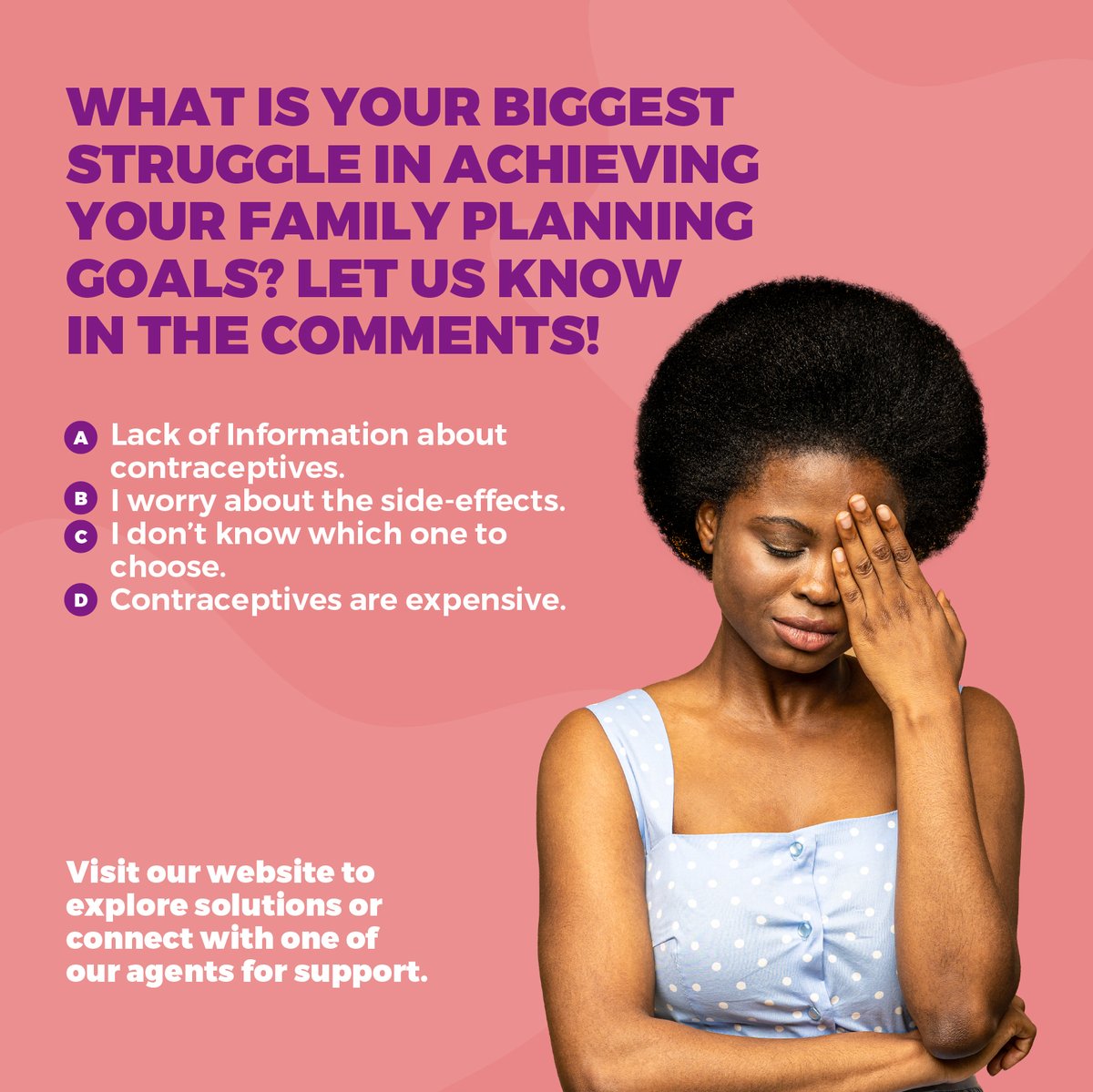 What is your biggest struggle in achieving your family planning goals? Let us know in the comments! Check out the FAQs section of our website for answers to some of your struggles. discoveryourpower.org/ug/index.php/f… #DiscoverYourPower #LevelUp