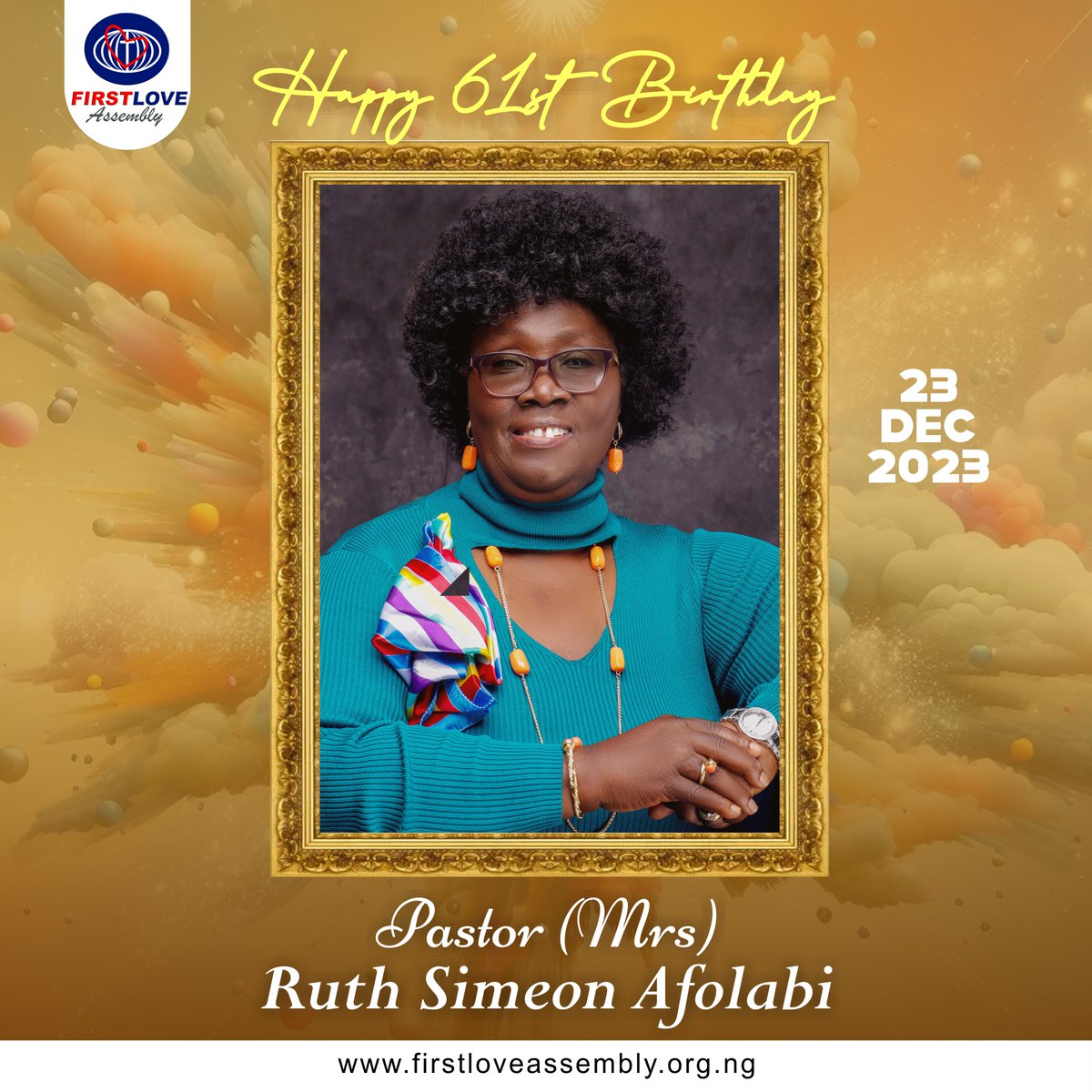flassembly's tweet image. We celebrate you everyday, but today is special...
HAPPY 61ST BIRTHDAY Pastor (Mrs) Ruth Simeon Afolabi
God bless, preserve and grant you more grace in Jesus Name. Amen.

We love you. We celebrate you.

#FirstloveAssembly 
#PastorRuthSimeonAfolabi
#23December2023
#FLAfamily