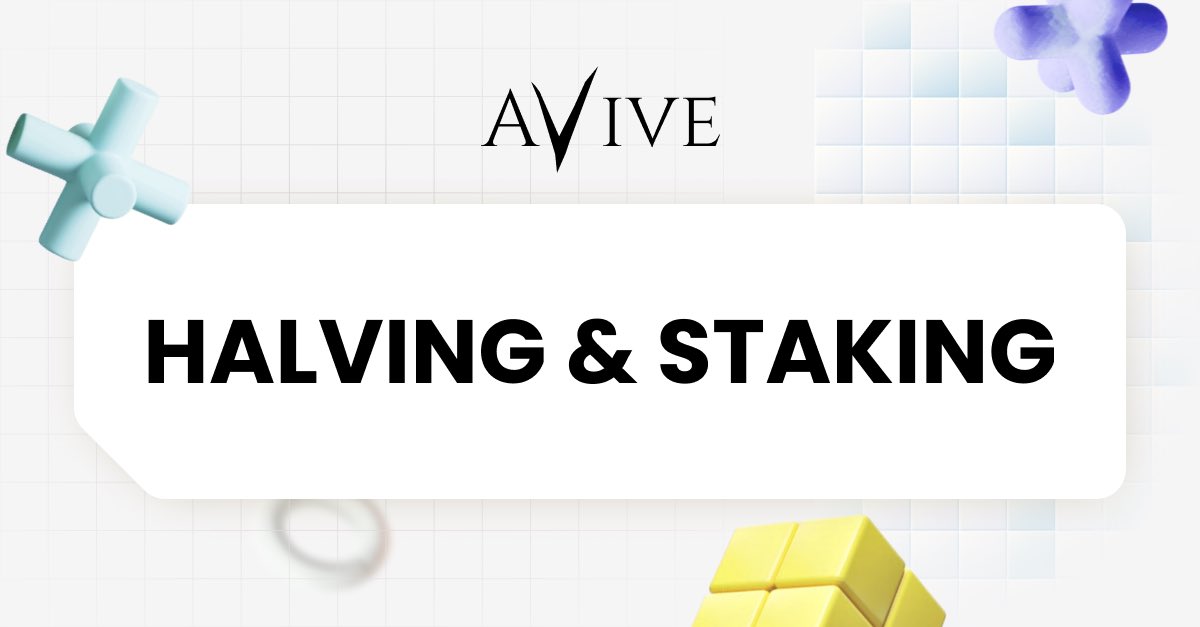 #Avive Halving Alert!  The halving event starts now! Get ready for an exciting shift in our ecosystem.

Plus, our staking feature goes live soon - a new way to engage and earn with Avive!

🔗 Embrace the #DePin revolution with us. This is more than just a token event; it's a step