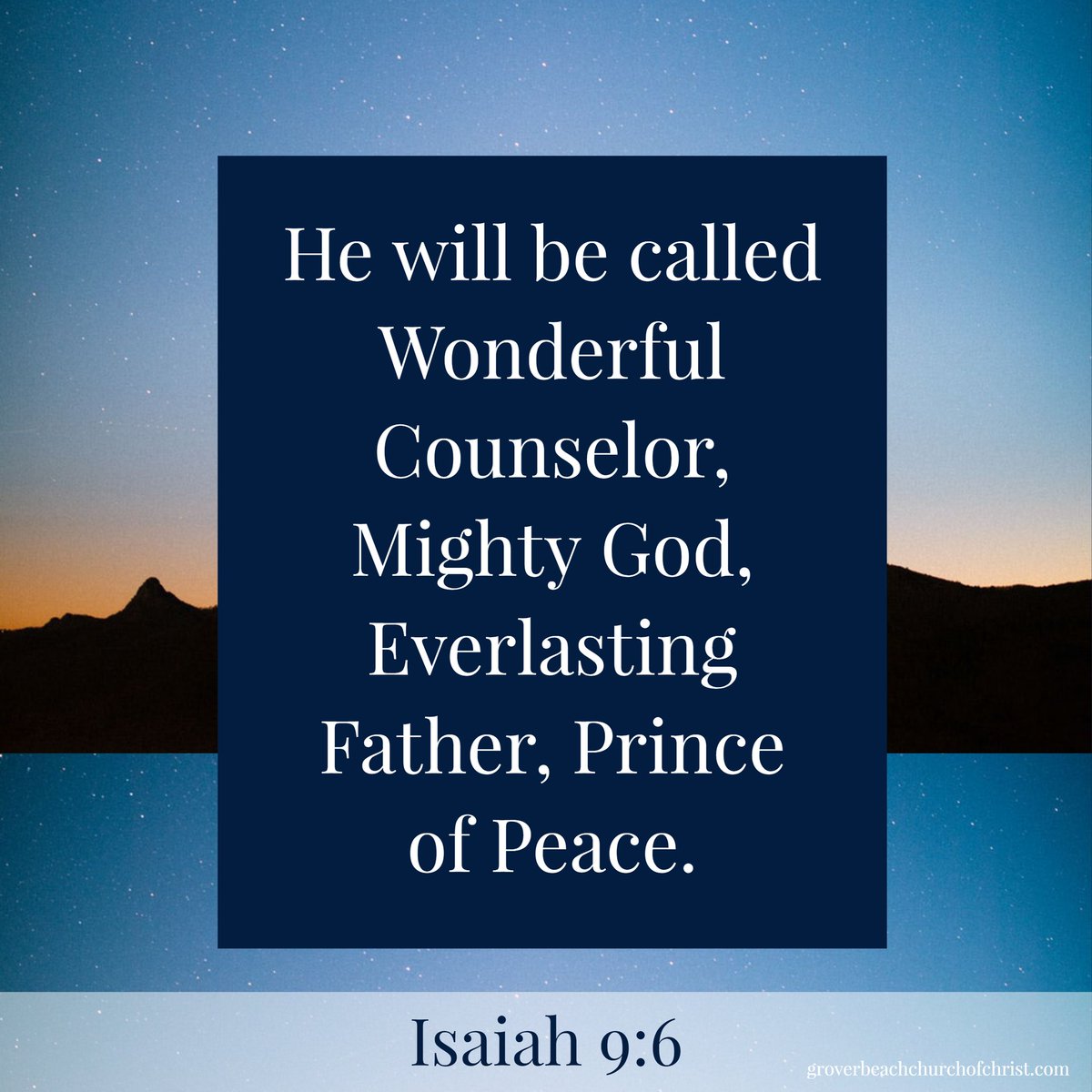 Grover Beach CofC ✝ (@gbcofc) on Twitter photo For to us a child is born, to us a son is given, & the government will be on his shoulders. And he will be called Wonderful Counselor, Mighty God, Everlasting Father, Prince of Peace. Is. 9-6
<a href="/Carole77777/">Carole</a> <a href="/RPGOnaturallyme/">RPGo</a> <a href="/hickoryhill8520/">Wendell</a> <a href="/hatch_clint/">Clint Hatcher</a> <a href="/geridynomite/">4HisGlory🕊✨</a> <a href="/ScottyJWS/">Dr. James Scott, Jr.</a> For to us a child is born, to us a son is given, & the government will be on his shoulders. And he will be called Wonderful Counselor, Mighty God, Everlasting Father, Prince of Peace. Is. 9-6
<a href="/Carole77777/">Carole</a> <a href="/RPGOnaturallyme/">RPGo</a> <a href="/hickoryhill8520/">Wendell</a> <a href="/hatch_clint/">Clint Hatcher</a> <a href="/geridynomite/">4HisGlory🕊✨</a> <a href="/ScottyJWS/">Dr. James Scott, Jr.</a>