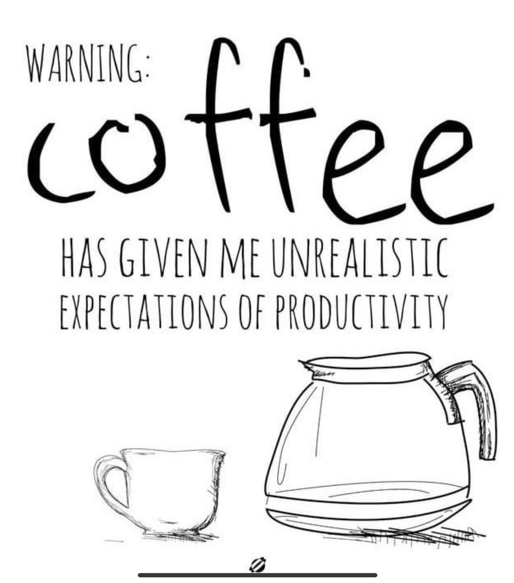 I've had so much coffee, my productivity chart is starting to look like a stock market peak. Warning: Coffee has given me unrealistic expectations of productivity.

#CoffeeTime #WorkFromHome #MondayMotivation #CaffeineBoost #DailyGrind