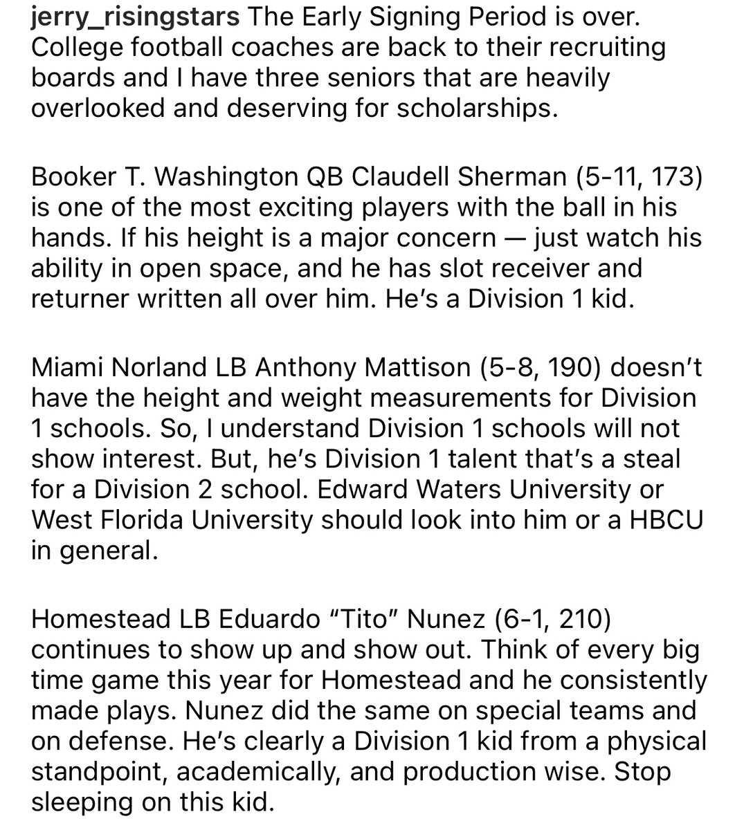 Rising Stars (@jerryrecruiting) on Twitter photo Miami-Dade All-Star Game makes it known — it’s still talented unsigned playmakers looking for a college home
QB/ATH <a href="/_fettysherman/">Fetty Sherman</a>
LB <a href="/D1titoo/">Eduardo Nunez</a>
LB Anthony Mattison Miami-Dade All-Star Game makes it known — it’s still talented unsigned playmakers looking for a college home
QB/ATH <a href="/_fettysherman/">Fetty Sherman</a>
LB <a href="/D1titoo/">Eduardo Nunez</a>
LB Anthony Mattison