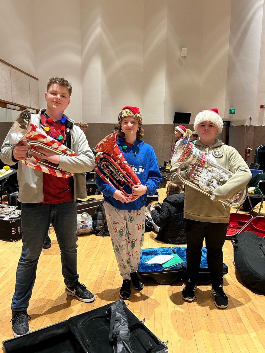 Trent, Alyce, and Brady representing Crestwood Bands at Akron’s annual Tuba Christmas!!