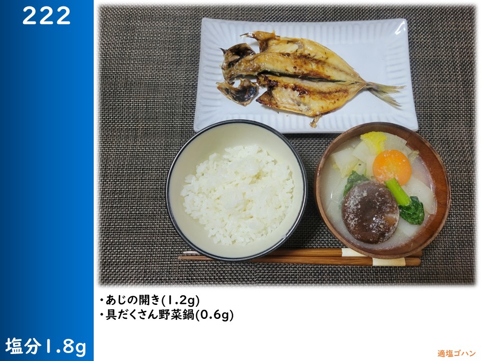 JellyNovaa's tweet photo. ２２２
・あじの開き(1.2g)
・具だくさん野菜鍋(0.6g)

#脳梗塞 #心筋症 #適塩生活 #適塩ゴハン #減塩 #適塩 #塩分1日7g未満 #減塩生活 #lowsalt #塩分2g #食事記録 MKPJ https://t.co/9qx48OFvQ4