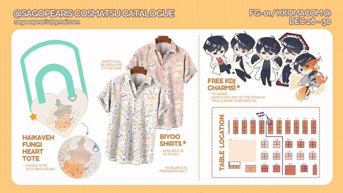 [RTs 💓]

my small catalogue for cosmatsu! i'll be at table fg-01 w/ kkomacom, please visit us!!

#CosplayMatsuri2023 
#FanFairAtCosplayMatsuri2023