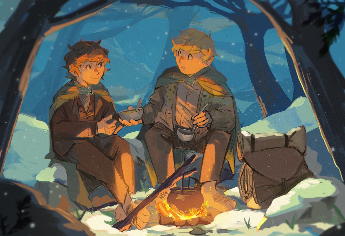 tsuyonpu's tweet image. Nothing like a good soup 🍲
Happy Yule with Frodo and Sam 🌨️🎄