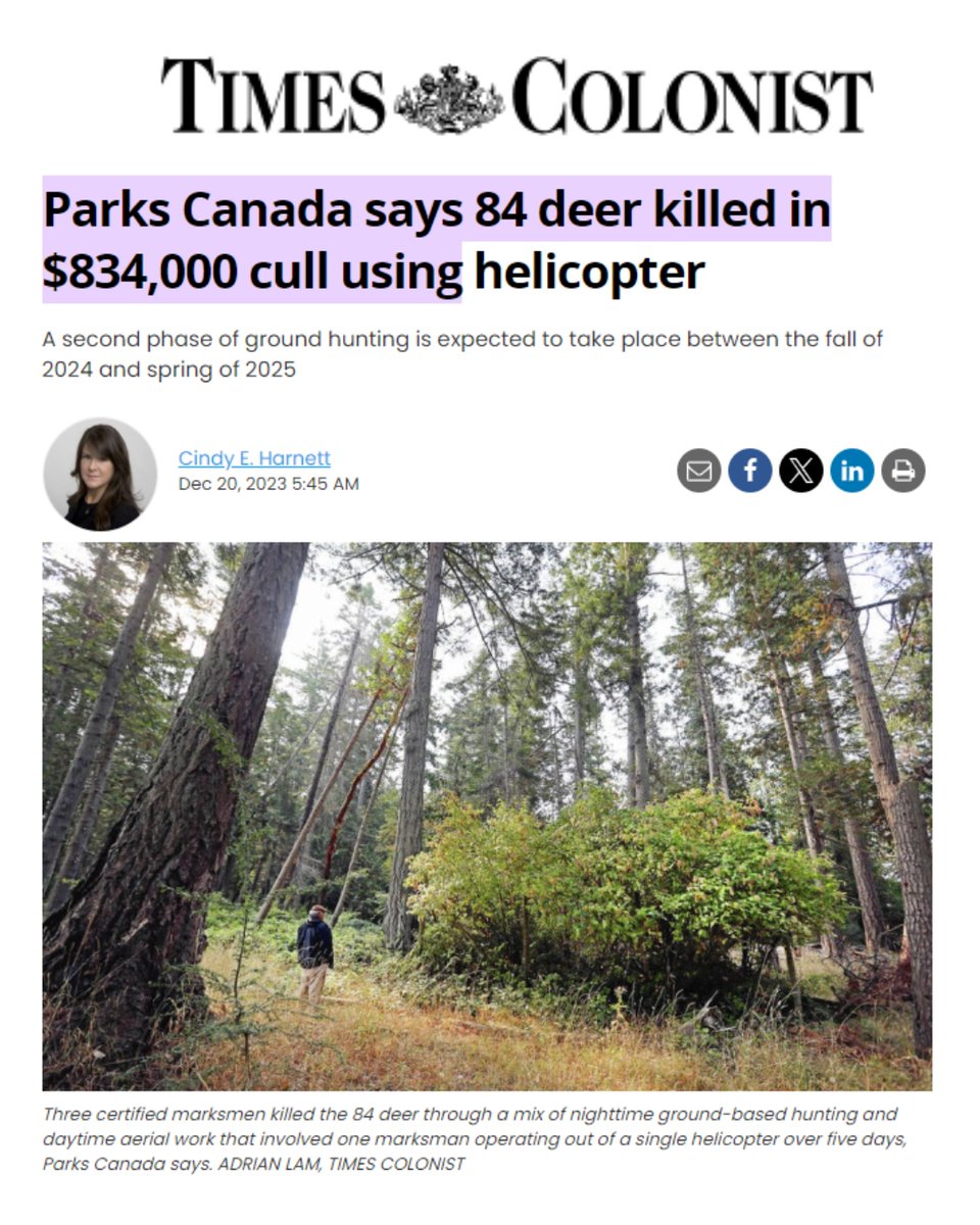 Only in Trudeau's Canada: foreign sharpshooters are being paid nearly $10,000 per deer, a task our local hunters could do for free, yet their hunting rifles face bans.