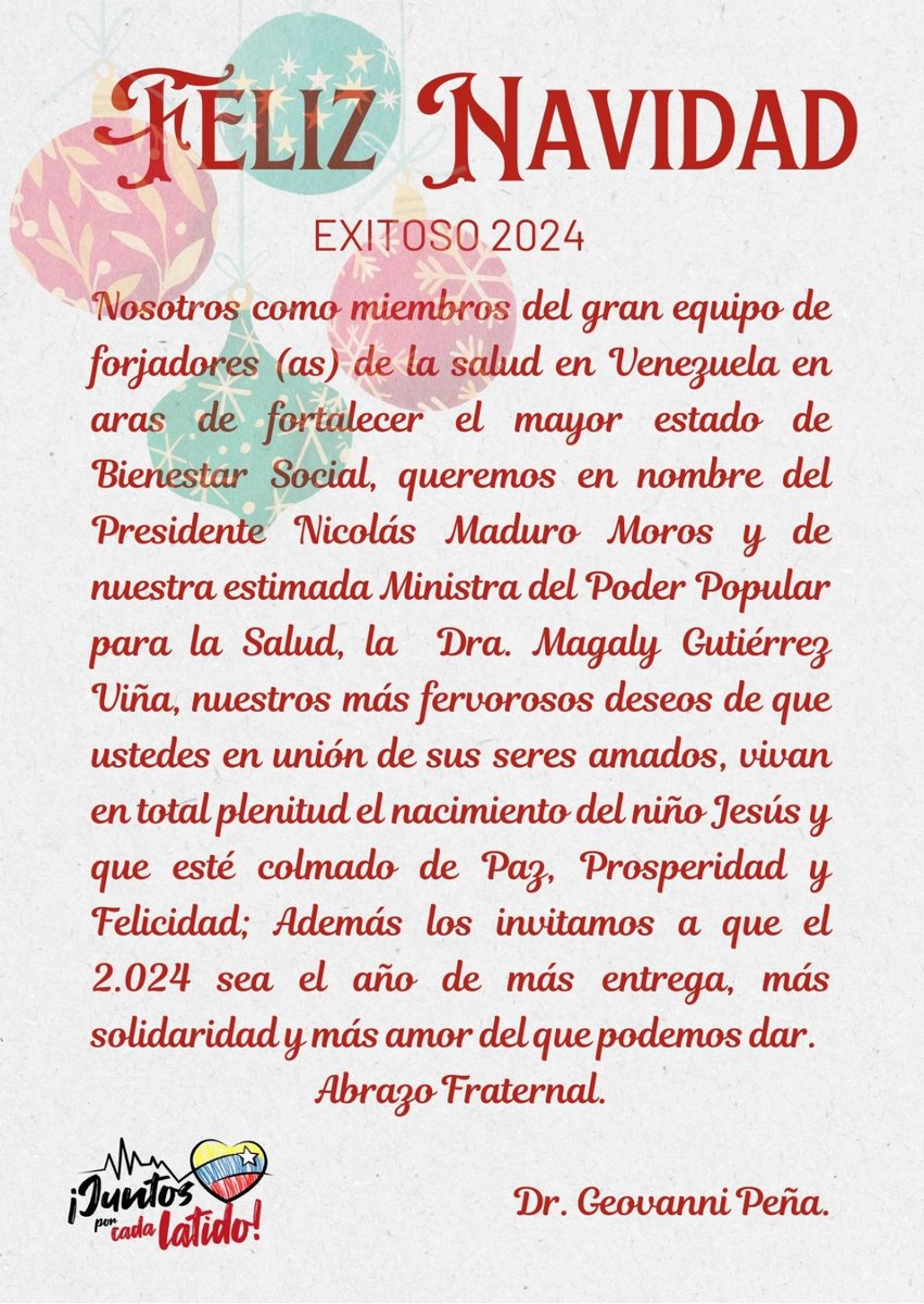 Este 2023 es el resumen de una Década de Luchas y Victorias.
Resistencia Estoica.
 Gobierno forjando la Felicidad del Pueblo.
Juntos hemos avanzado mucho.
Nuestro objetivo consolidar el estado de Bienestar y Felicidad.
Lo lograremos,gracias <a href="/NicolasMaduro/">Nicolás Maduro</a>
<a href="/PartidoPSUV/">PSUV</a>
<a href="/Mippcivzla/">MIPPCI</a>