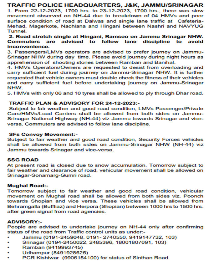 State_Times's tweet photo. Traffic Plan & Advisory for December 24