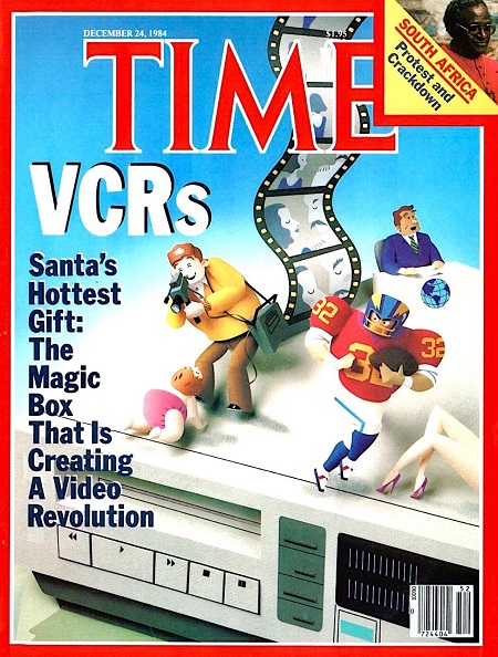 Dec 24, 1984: VCRs listed as "Santa's Hottest Gift" in issue of Time Magazine. #80s