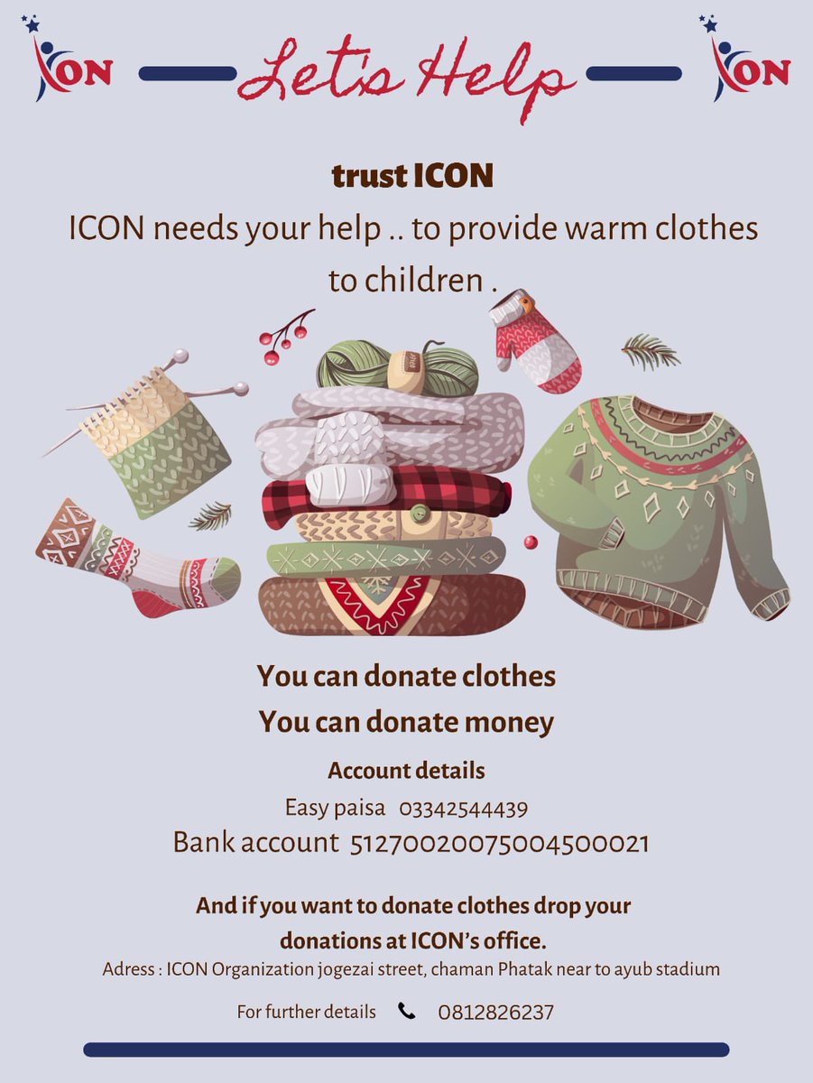 Nazia_Ahmed_'s tweet photo. #trustICON ...please consider donating warm clothes for kids in need. They are going through a tough time, and your support can make a world of difference. https://t.co/Y6Tb8bNw4T