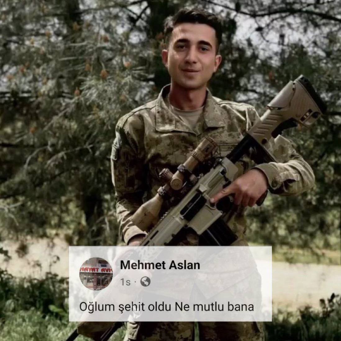 Şehidimiz Kemal Aslan'ın babasının paylaşımı: 🇹🇷🇹🇷🇹🇷 'Oğlum şehit oldu ne mutlu bana.' Vatan Sağolsun.