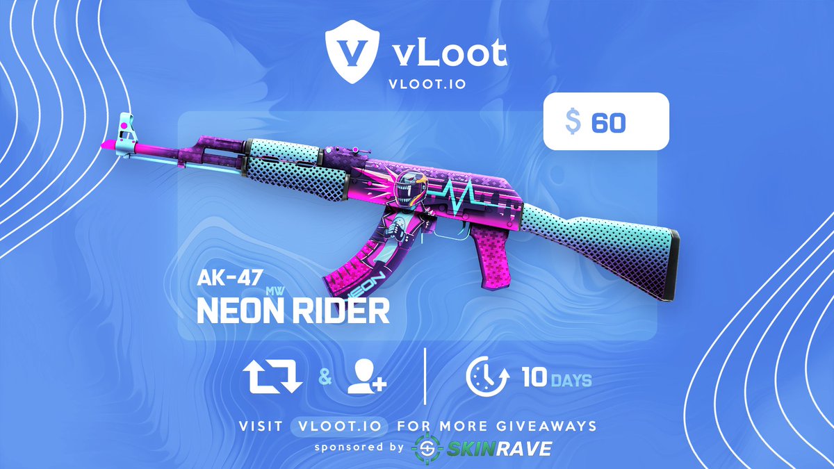vloot_io's tweet photo. CSGO / CS2 AK-47 Neon Rider MW Giveaway 🎁

✅ Follow @skinravegg &amp; @vloot_io
✅ Like, Retweet and Tag 1 friend

Winner drawn in 10 days, good luck 🥰 https://t.co/p5vdR4Wpol