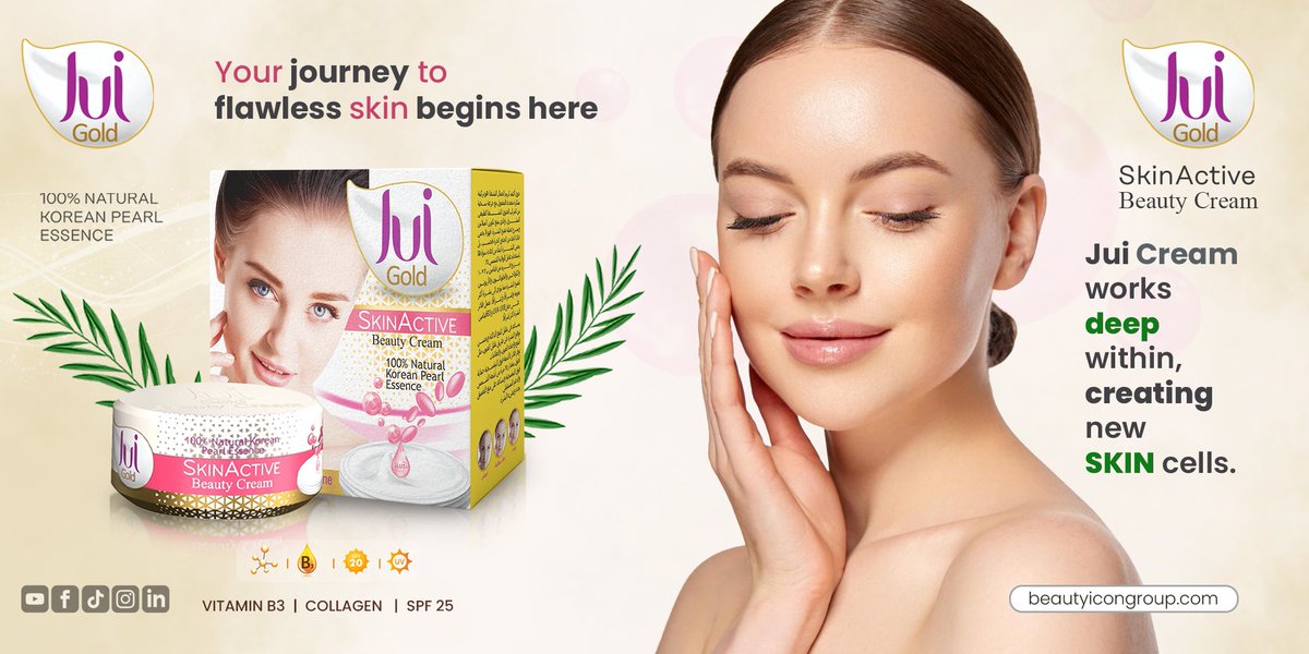 juigoldcream's tweet photo. Renew, Rejuvenate and Reveal your Radiance with Jui Gold Beauty Cream! Infused with collagen, it rejuvenates your skin, promoting the regeneration of new, radiant cells. Say hello to spot-free, clear perfection.

#Jui #JuiGold #JuiCream #BeautyCream #NaturalGlow #ClearSkin https://t.co/ARzlWYjD5l