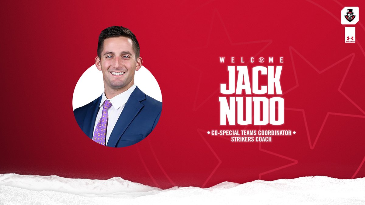 Welcome to #Stacheville! 🎩🏈 𝗝𝗔𝗖𝗞 𝗡𝗨𝗗𝗢 Co-Special Teams Coordinator Strikers Coach @CoachNudo | #LetsGoPeay