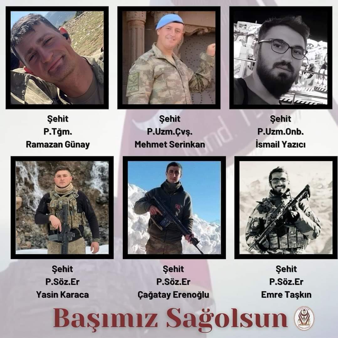 6 şehidimizin yasını tutarken yeni şehit haberleri ile sarsıldık. Rabbım ailelerine sabır versin. Ülkemizin başı sağolsun. Yaralı askerlerimize acil şifalar diliyorum