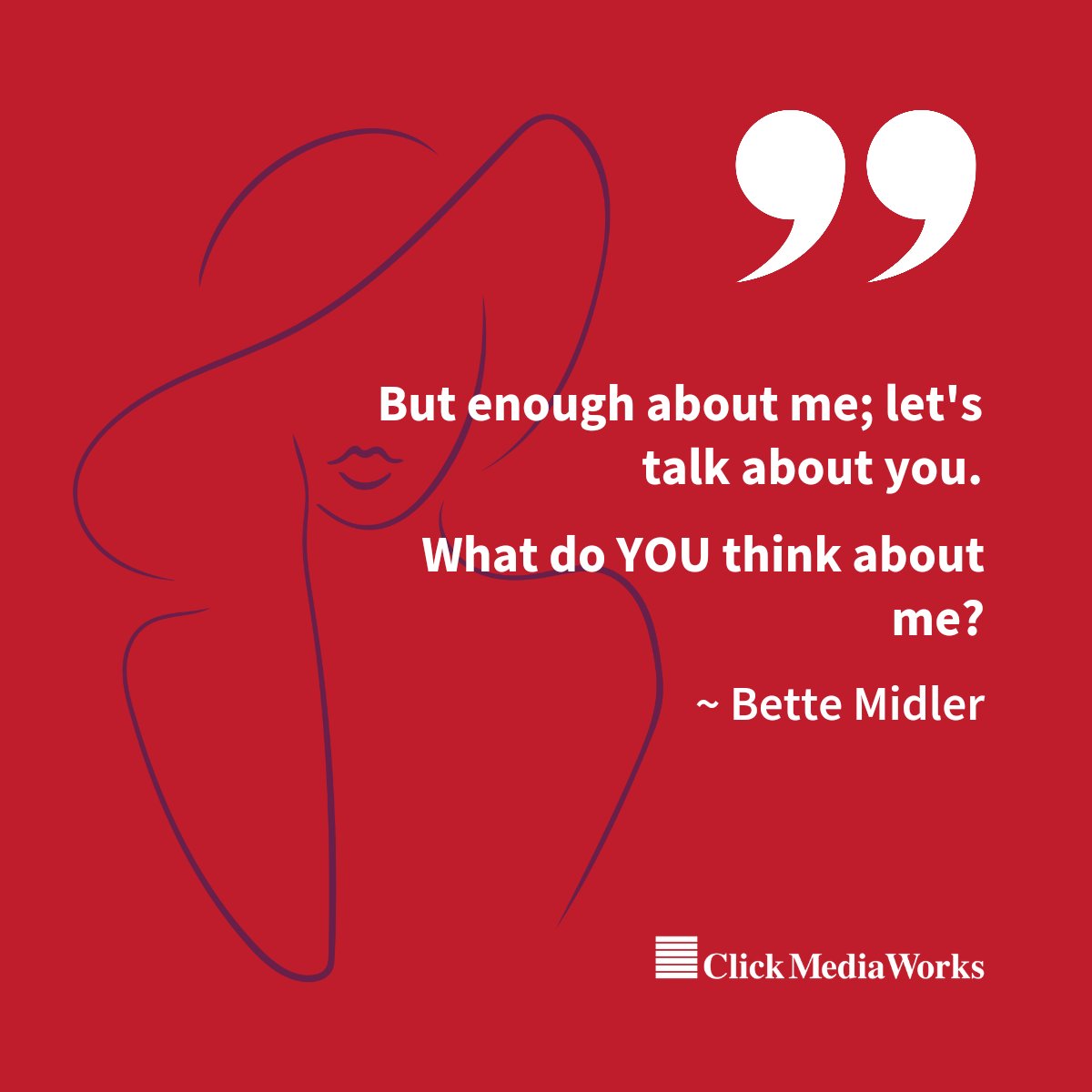 ClickMediaWorks's tweet image. #ProWriterTip 

ADOPT THE *YOU*
ATTITUDE🖊

This quotation from Bette Midler is not that.