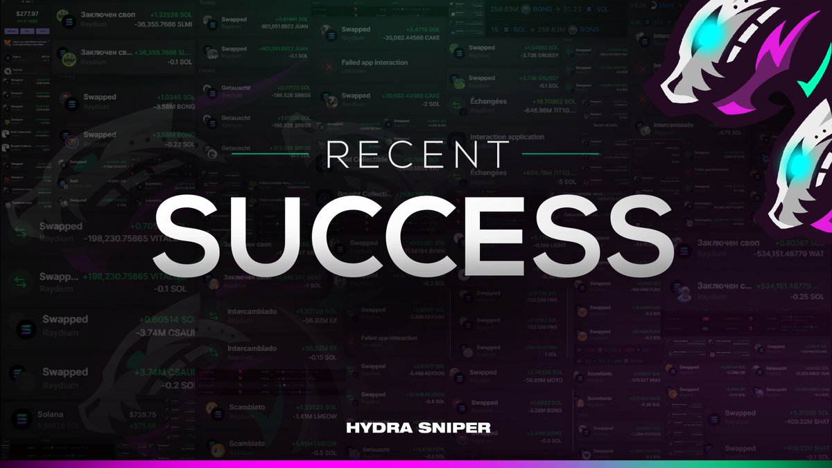 HydraScripts's tweet image. Hydra Sniper 🎯
Some recent success from our holders!