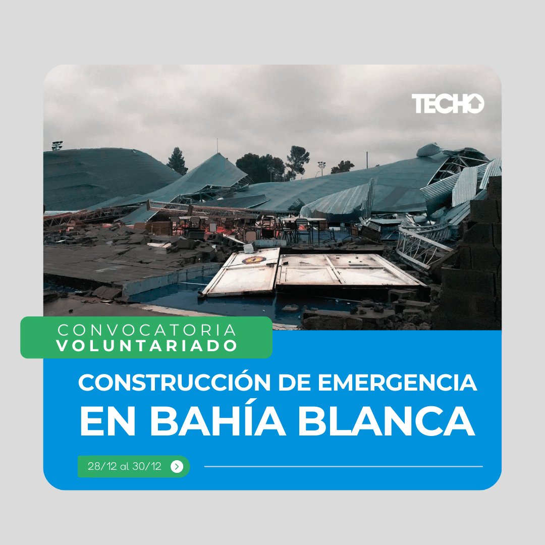 TECHOarg's tweet photo. CONSTRUCCIÓN DE EMERGENCIA EN BAHÍA BLANCA❗

Luego de una semana del terrible #temporal que impactó en #BahíaBlanca, desde TECHO firmamos un convenio de colaboración con @MunicipioBahia  para la edificación de 50 soluciones habitacionales distribuidas en dos etapas. https://t.co/fSVOv6ewMC