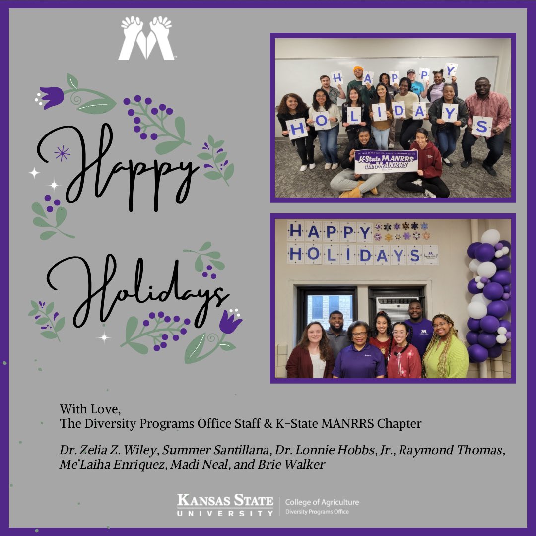 The Diversity Programs Office is wishing everyone a Happy Holidays!
#DiversityProgramsOffice #KStateMANRRS