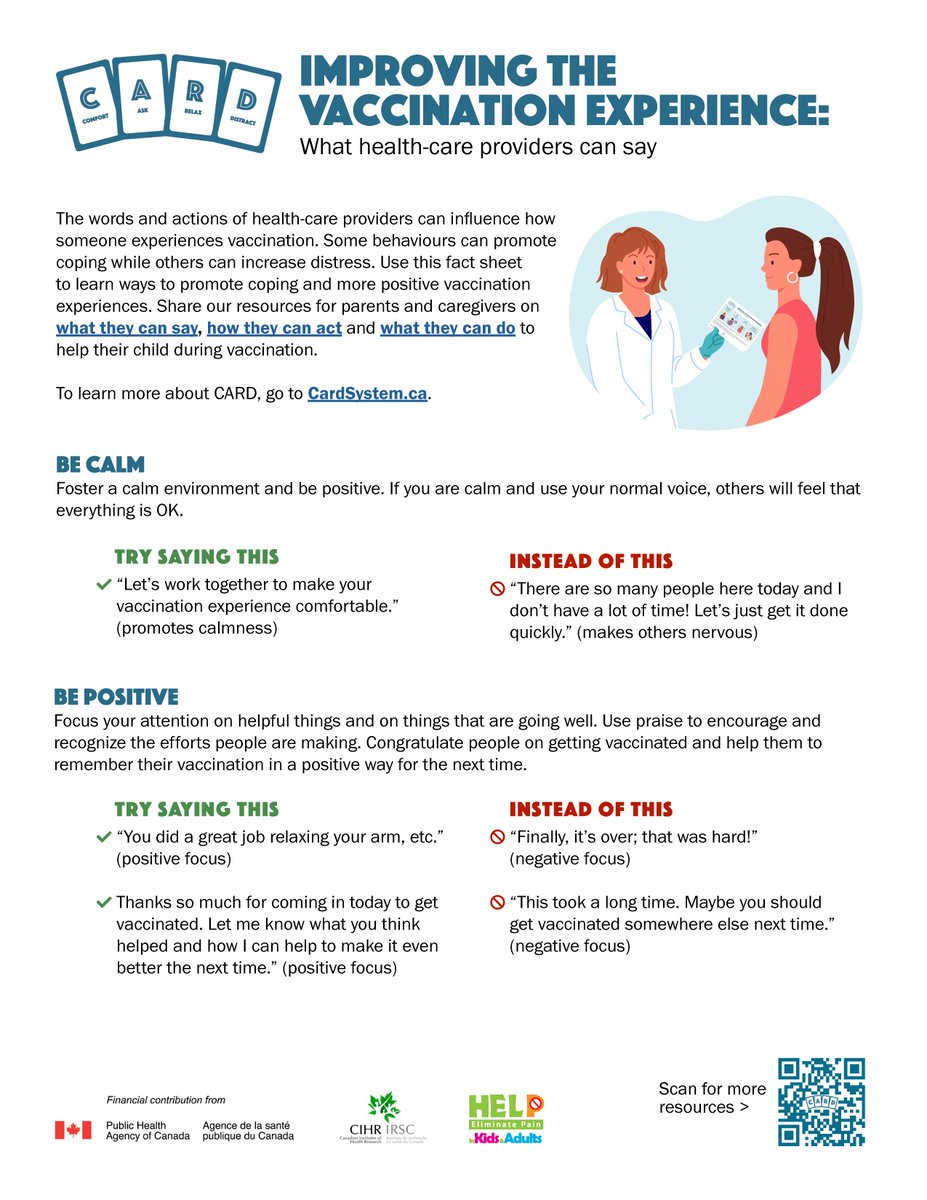 Improving the vaccination experience: What health care providers can say | immunize.ca/sites/default/… #VaccinesWork #CARDSystem