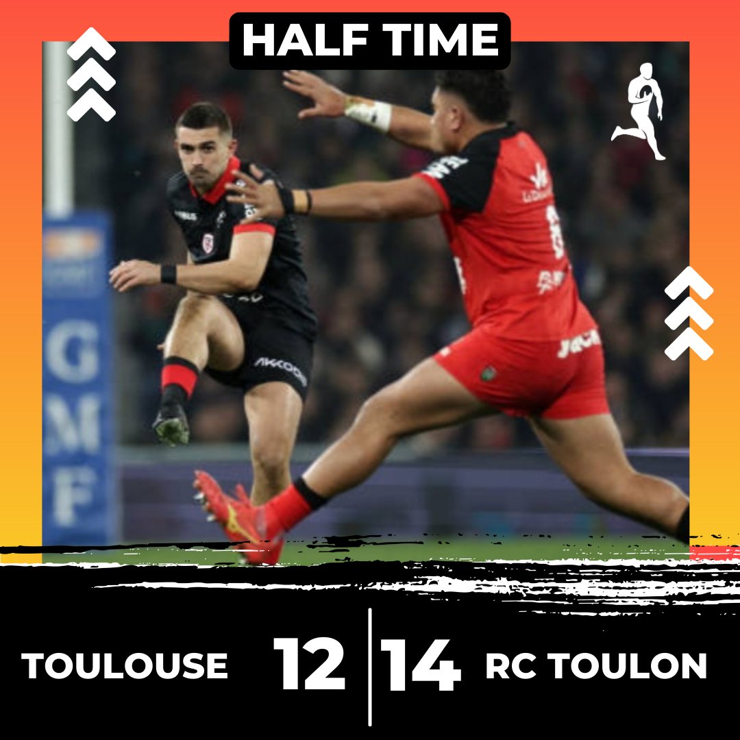 RC Toulon take a two point lead into the break with tries from Mathieu Smaili and Selevasio Tolofua #TOP14