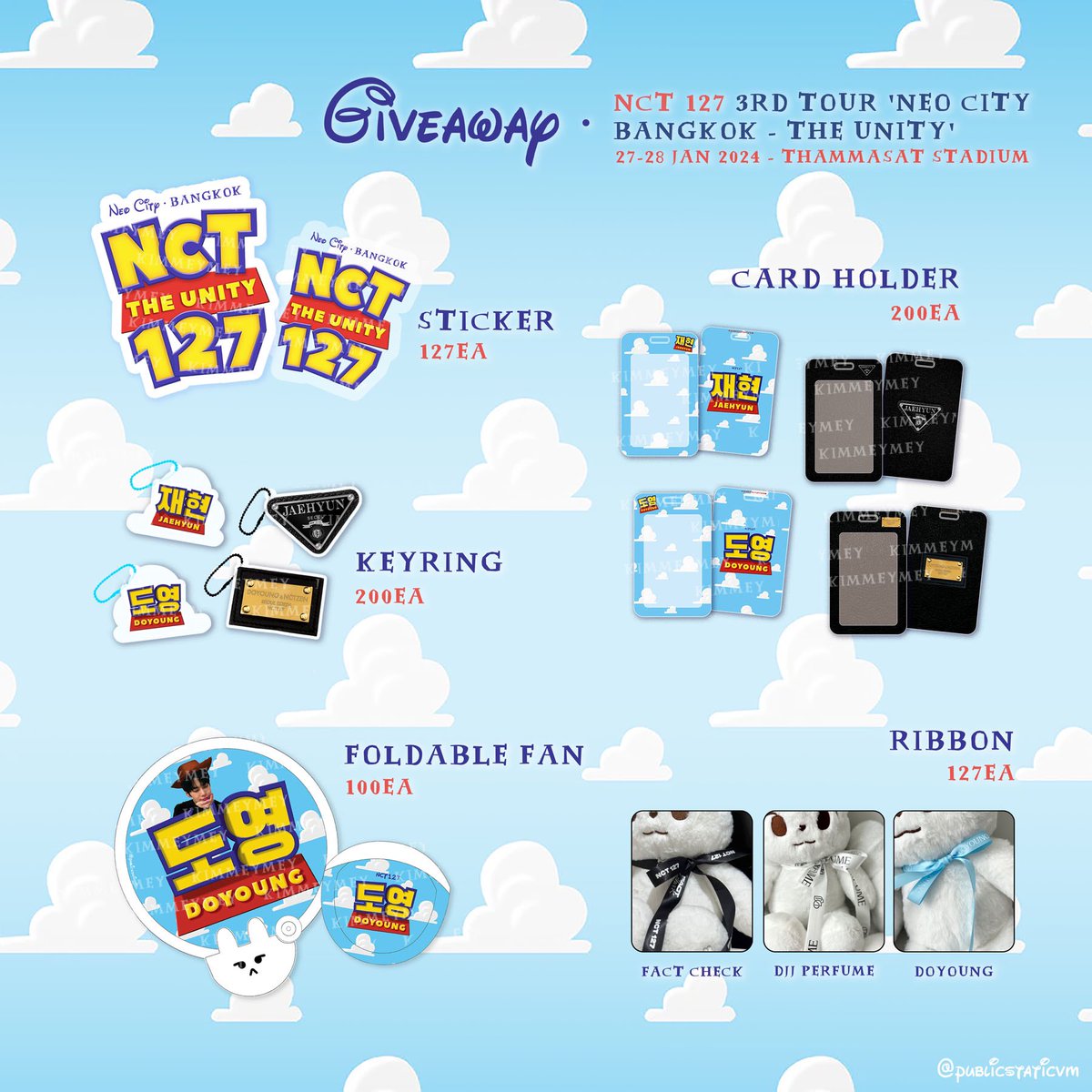 publicstaticvm's tweet photo. pls kindly rt ☁️
Giveaway #NCT127_NEOCITY_THE_UNITYinBKK

 Jaehyun 🫶🏻 Doyoung 💚 NCT127

🍟 Sticker 127ea
🍔 พับพัด 100ea
🌭 Card Holder 200ea
🧀Keyring 200ea
🍕Ribbon
・Fact Check 127ea
・DJJ Perfume 127ea
・Doyoung 127ea

Repost เพื่อรับ 🚀

📍Thammasat Stadium
🗓️ 27-28/1/2024 https://t.co/ORxgdSaDBO