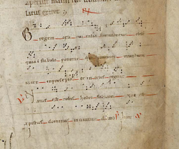 CMedievales's tweet image. #Fragmento de breviario medieval, s.XIV.
Contiene la liturgia de #Navidad con música gregoriana. El texto refleja las claves de sus fuentes: el Nuevo Testamento, interpretado confome a la "Ley", las profecías y las cartas (Antiguo Testamento).

Archivo Chanc Valladolid
Perg,28,1
