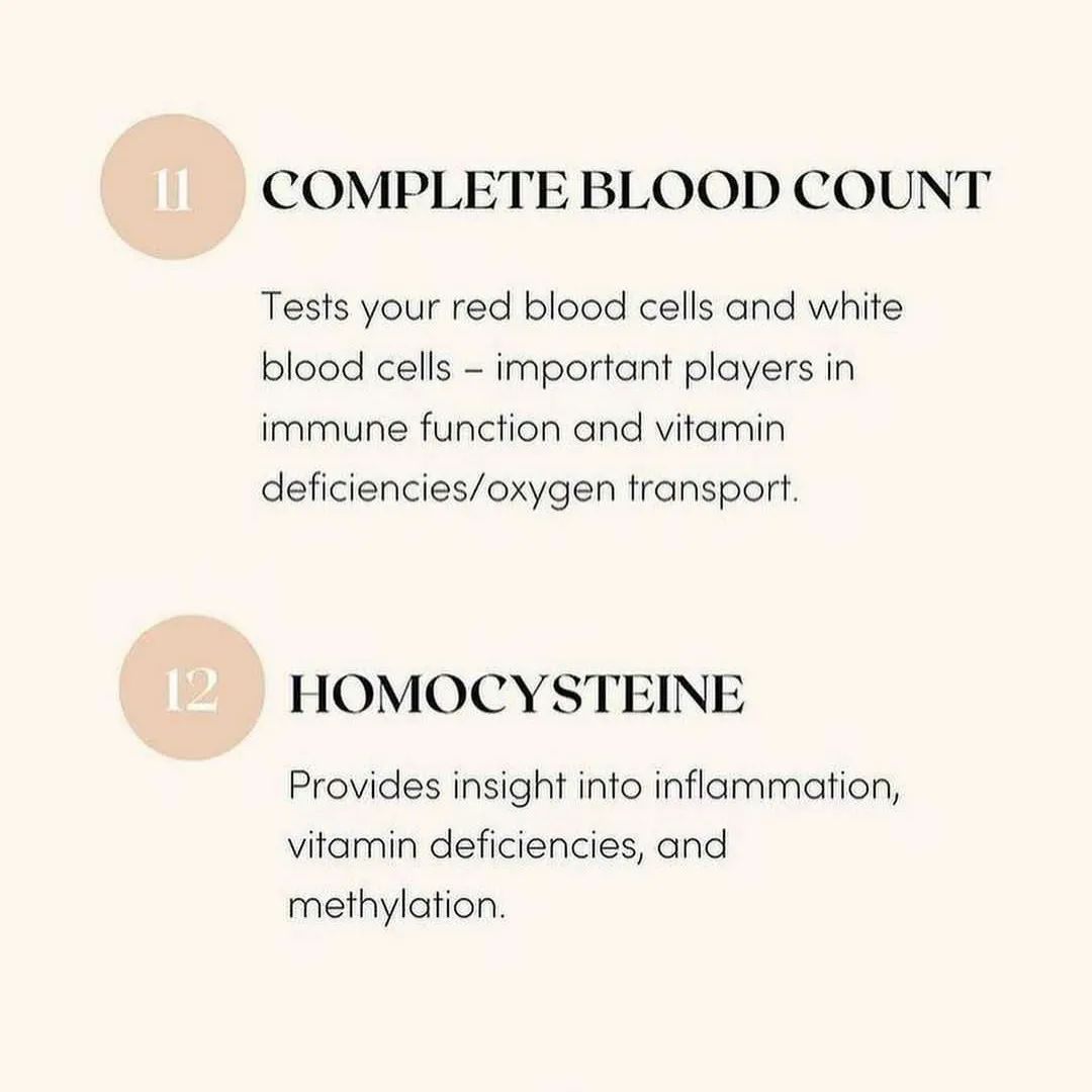 12 blood tests you should get annually and what they mean save this; 👇🏼 ...