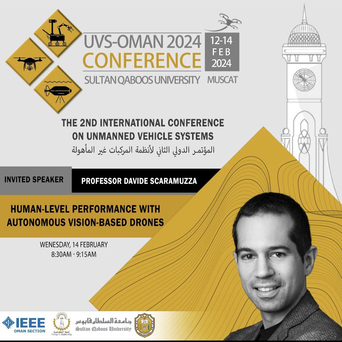 UVSOman's tweet photo. خمسون يوماً تفصلنا عن المؤتمر الدولي الثاني لأنظمة المركبات غير المأهولة #UVSOman، باحثين ومتحدثين من شتى دول العالم، وورش ومسابقات متعددة، للتسجيل والتعرف أكثر على الموقع https://t.co/JR7KQtDry0
#Robotics 
#AI https://t.co/eHuGBlwUHf