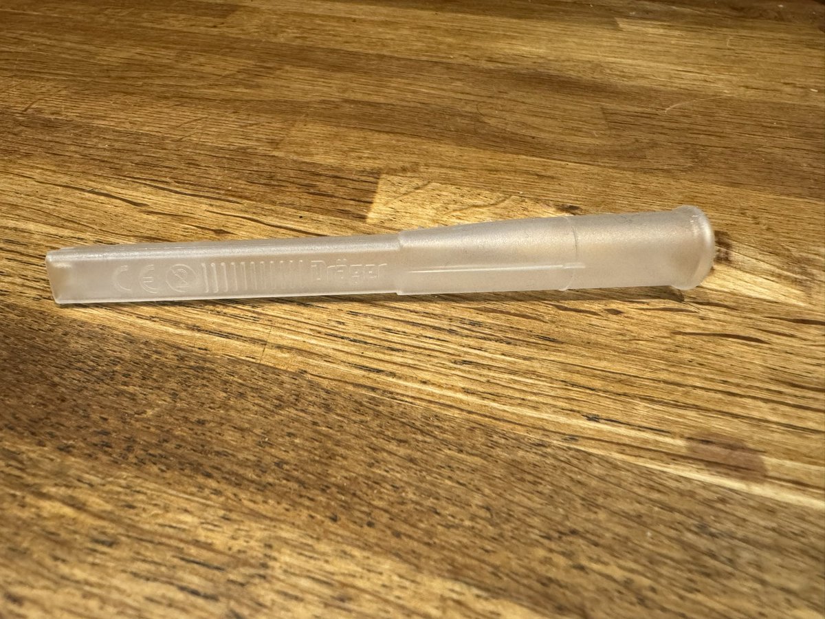 john_hunt's tweet photo. Was stopped and breathalysed by @SurreyPolice in Guildford this afternoon at a random check they were doing. Was left with the tube. There are no markings on this to advise, can it be recycled in my household recycling? https://t.co/Z5vBDsXgyW