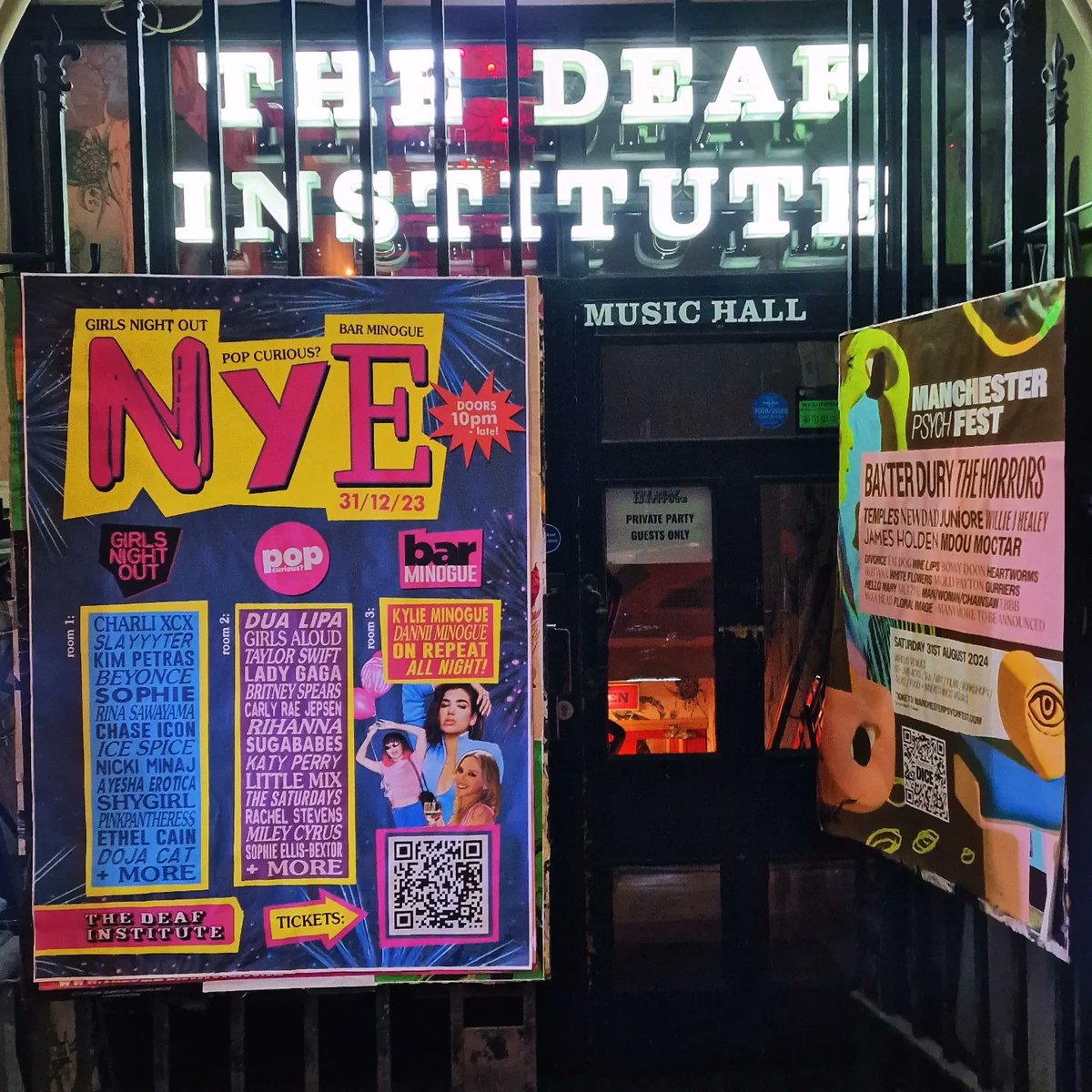 GirlsNightOutUK's tweet photo. 🥳 NYE MCR 🥳

Join us @DeafInstitute for a 3️⃣ room NYE pop party!

🎉 ROOM 1: @GirlsNightOutUK
🎉 ROOM 2: @PopCuriousClub
🎉 ROOM 3: #BarMinogue

🕙 Doors 10pm - late

💃 Drag hosting &amp; performance c/o #VinDicktiv
🎭 Pop star masks (while stocks last)

🎟️ https://t.co/oAY2YtkN4b https://t.co/98oo36pfvU