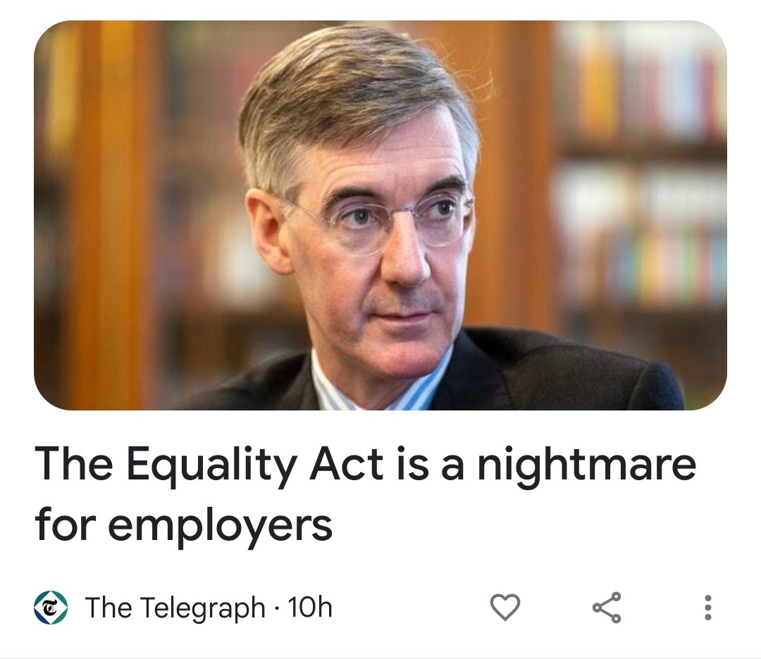 Oh, just the Telegraph campaigning for the right for employers to discriminate against women, Black and Brown people, gay and trans people, Jews, disabled people and older people.