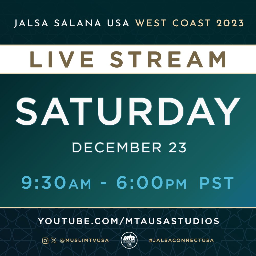 Join us today for motivating speeches at Jalsa West Coast 2023, from 9:30 AM -6:00 PM PST.

Watch live at YouTube.com/MTAUSASTUDIOS

#MTAi #MTAUSA #WCJS2023 #westcoastjalsa #jalsawestcoast