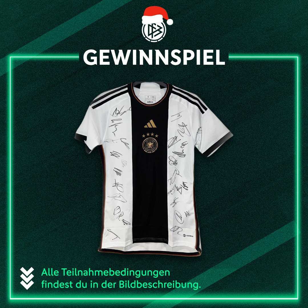 🇩🇪 TÜRCHEN 23 🇩🇪 Die Vorfreude steigt...🎅 Heute verlosen wir: 1x1 unterschriebenes DFB Heim Trikot von der Herren-Nationalmannschaft Wie kannst du teilnehmen? 🔍 ❤️ Like den Post 🔁 Retweete den Post 💬 Markiere eine Person in den Kommentaren 🤝 Folge @DFB_eFootball Der