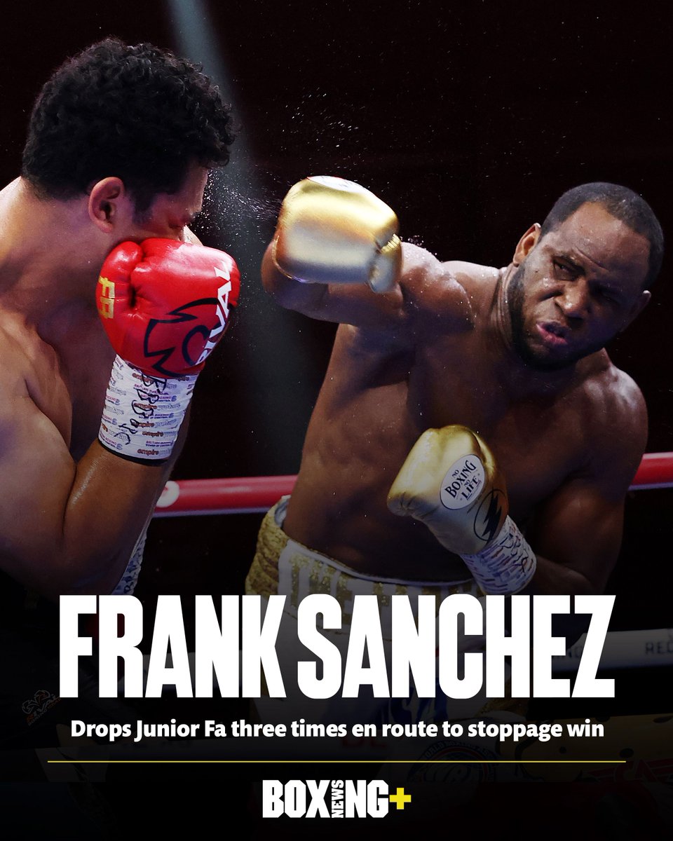 BoxingNewsPlus's tweet photo. ๐จ๐บ Frank Sanchez opens the #DayOfReckoning card with a seventh round stoppage of Junior Fa in Saudi Arabia.
#SanchezFa https://t.co/aCKaq8jMNe